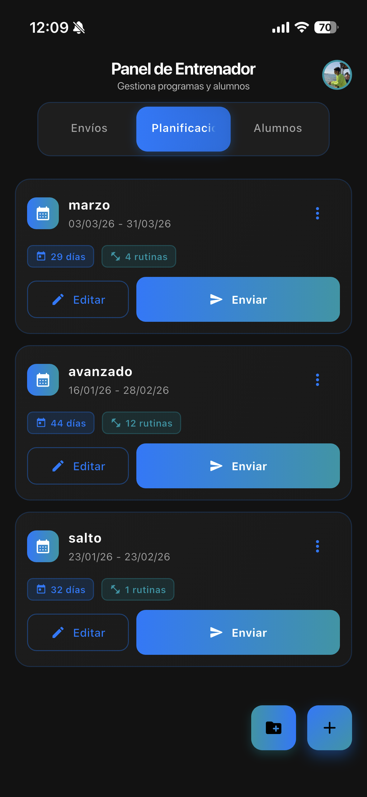 Panel de Entrenador Invicturi